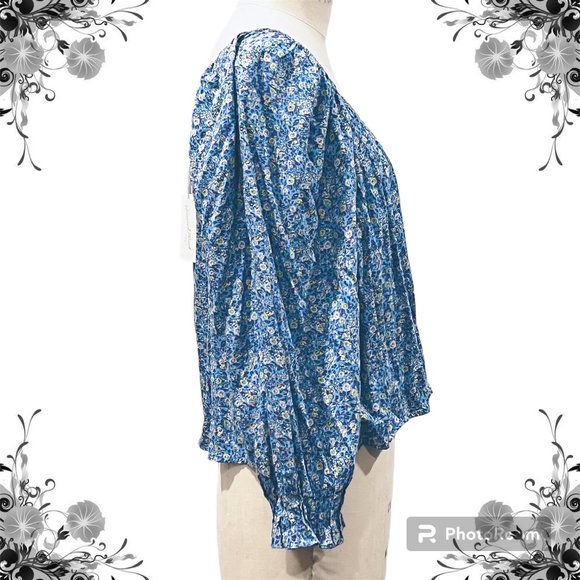 UNIVERSAL THREAD Bohemian Floral Blouse with Puff Sleeves - Size M - Picture 4 of 7